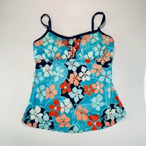 Kim Rogers swimsuit top Floral print swimsuit top padded flowers women size L